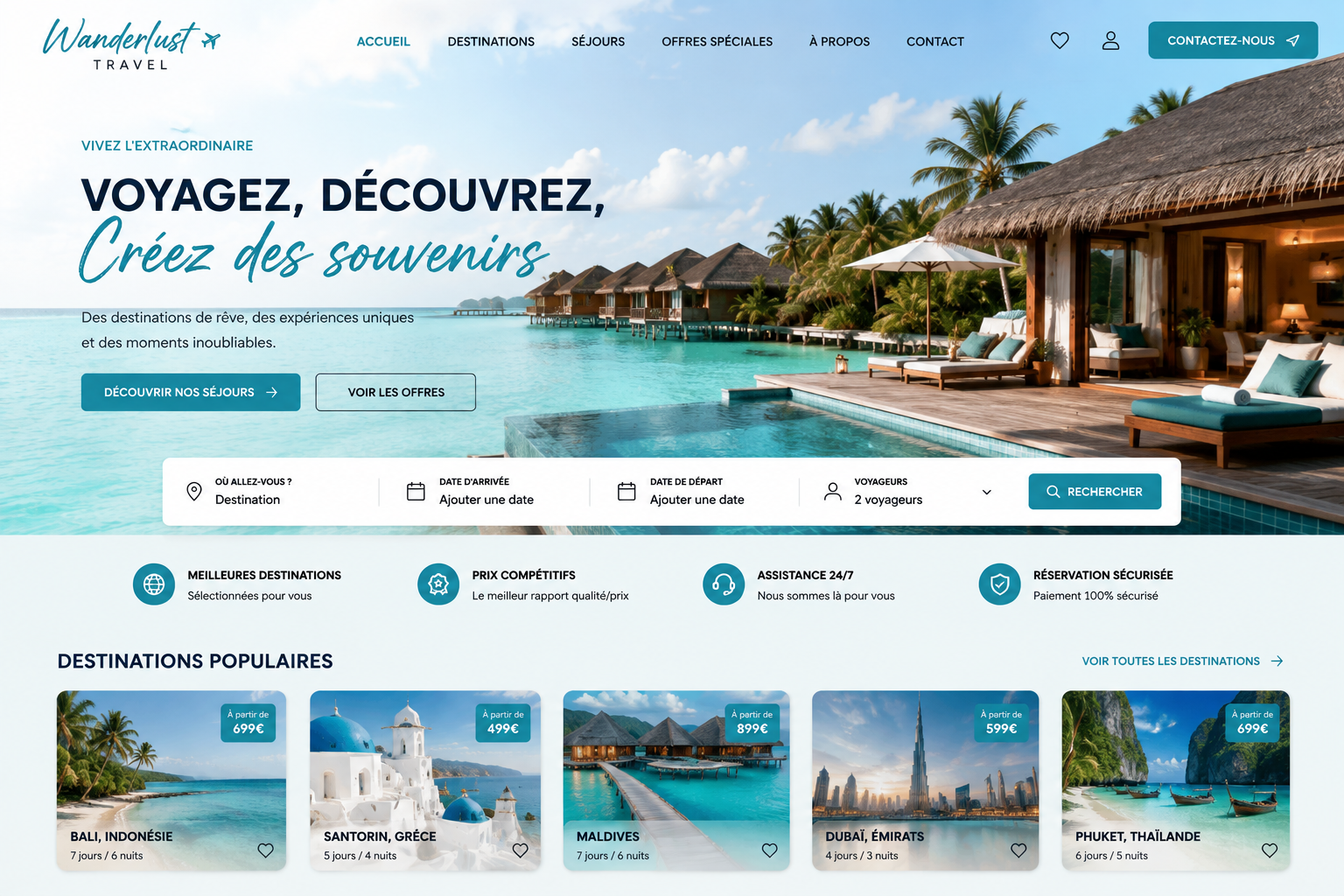 Création d'un site pour agence de voyages