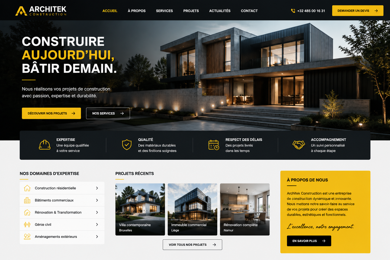 Création d'un site pour entreprise de construction
