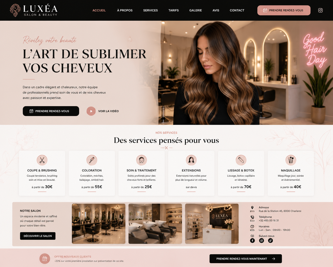 Création d'un site pour salon de coiffure